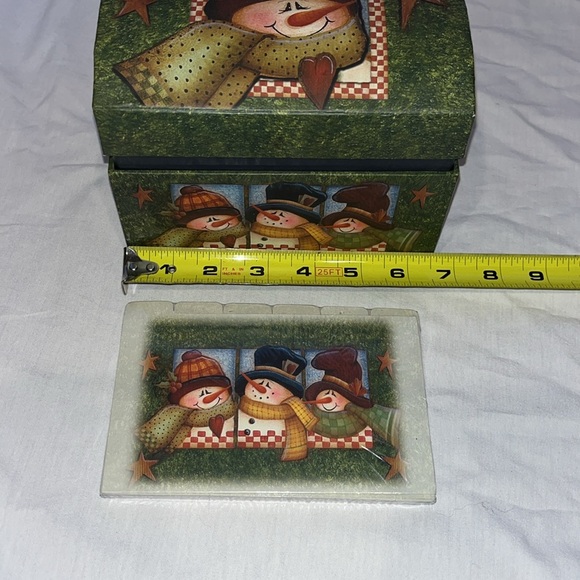 Snowman Recipe box with recipe cards - Picture 6 of 11
